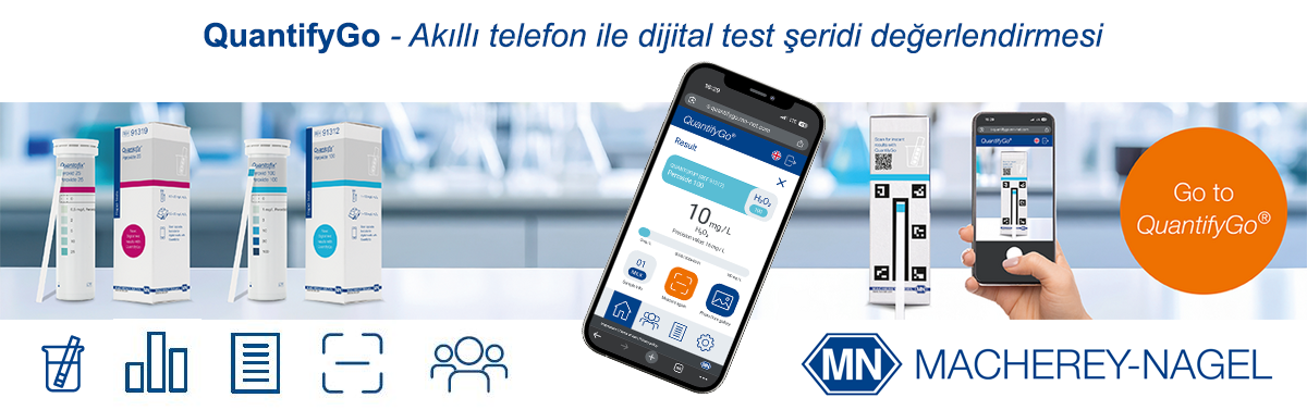 Macherey-Nagel peroksit pH ve su sertlik kağıtları için mobil şerit trama uygulaması