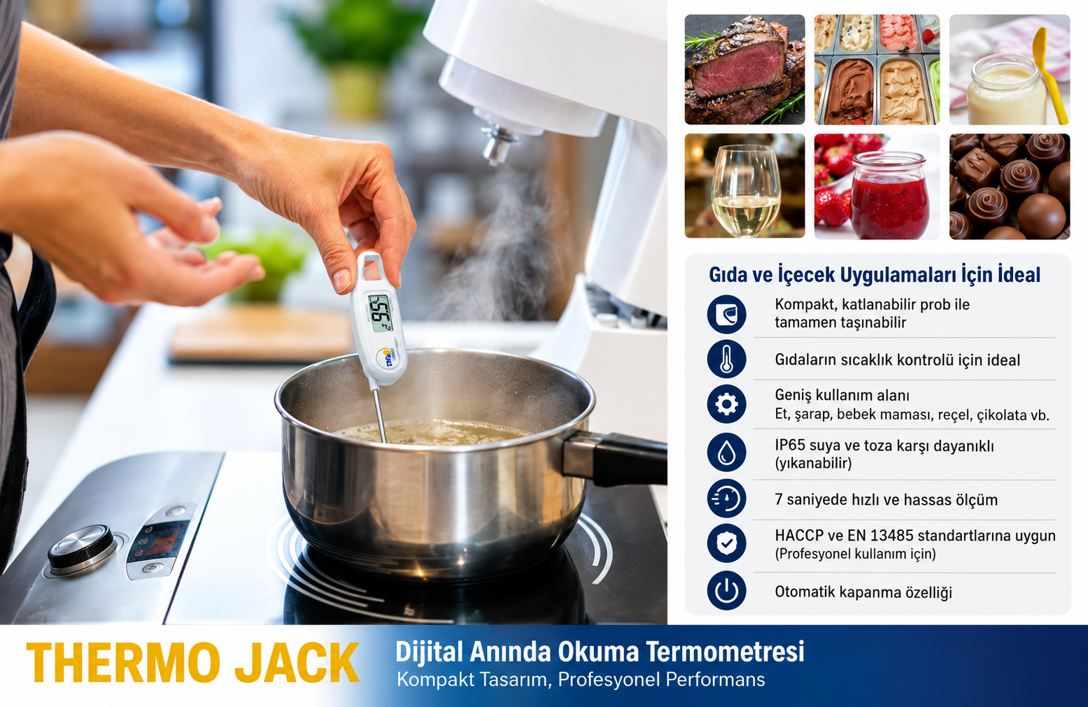 TFA 30.1047.02 'THERMO JACK' Saplama Tip Gıda Termometresi -40... +250 °C HACCP ve EN13485