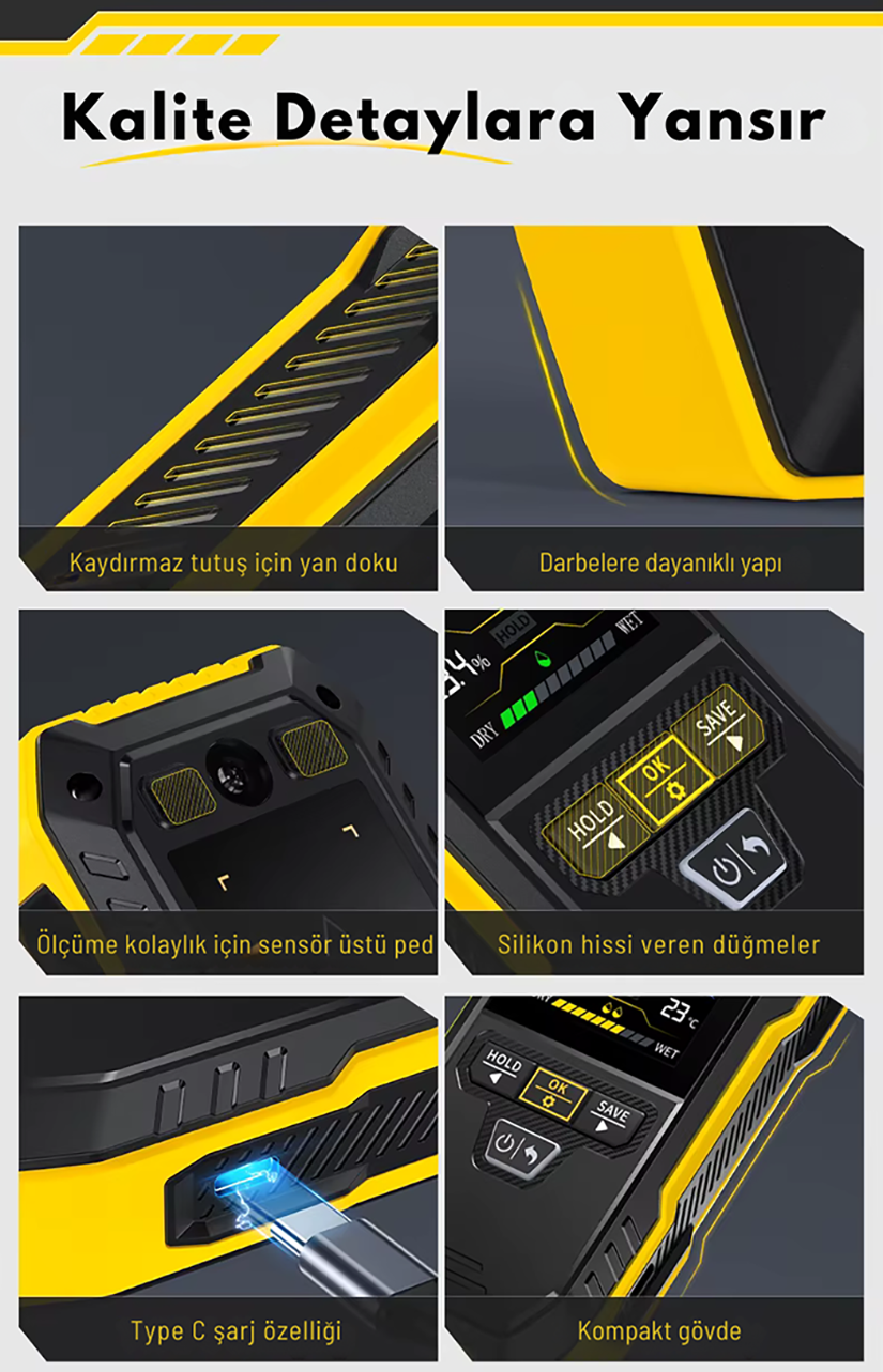 ağaç ve beton nem ölçer