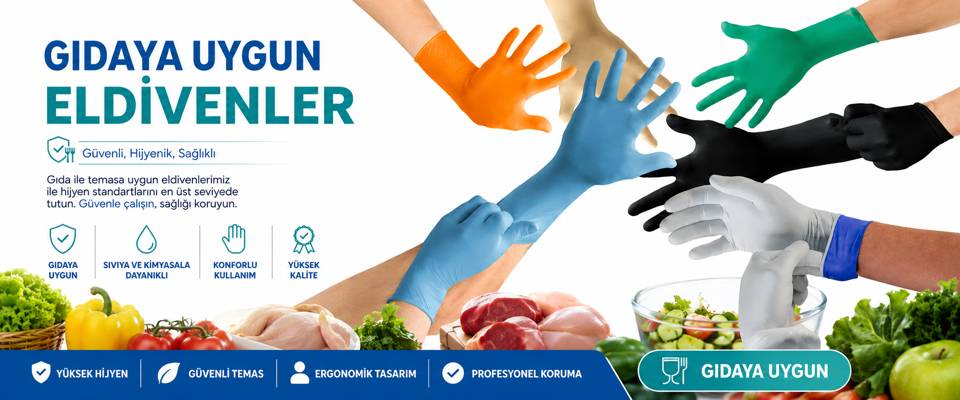 gıda temasına uygun eldivenler.
