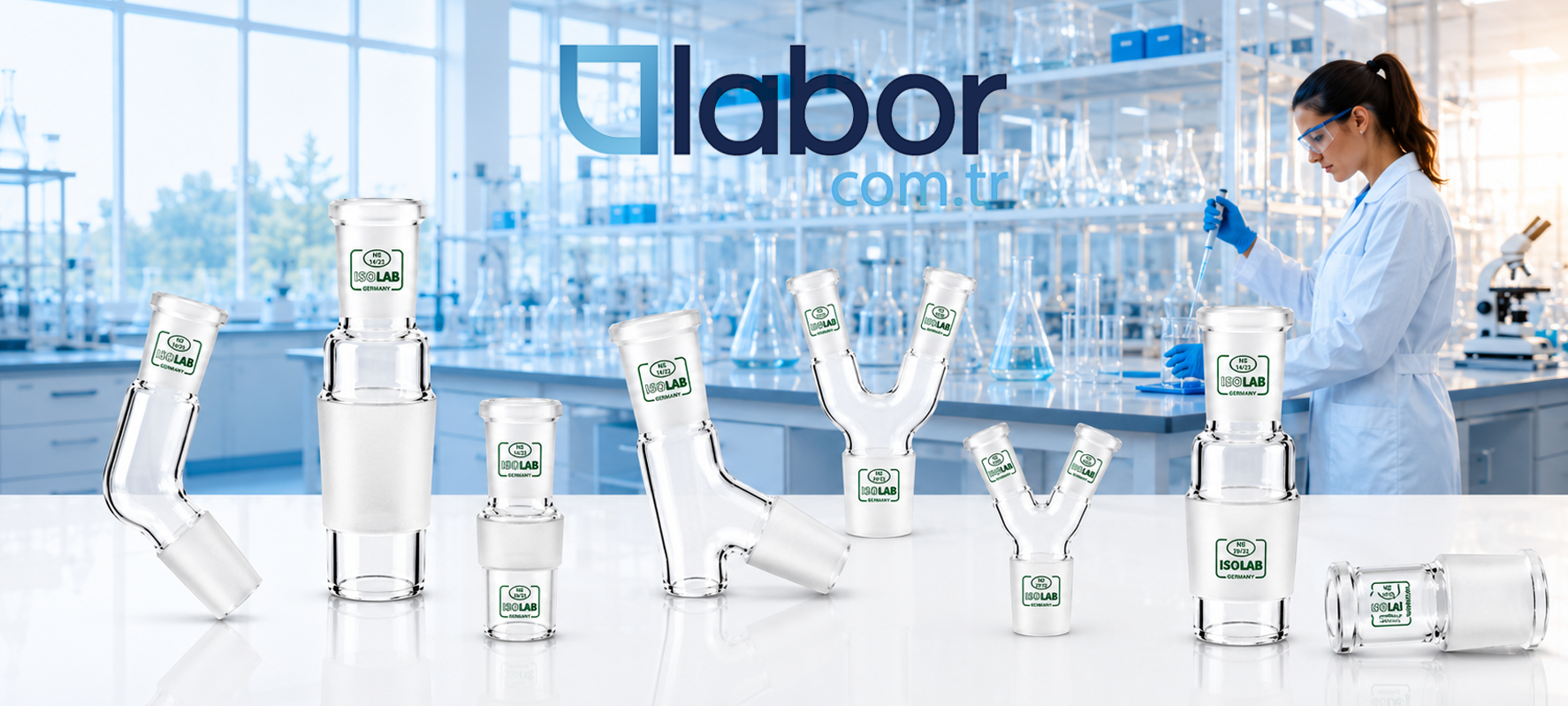 \laboratuvar cam adaptörleri labor.com.tr'de. Borucam ve ISOLAB marka cam adaptörler
