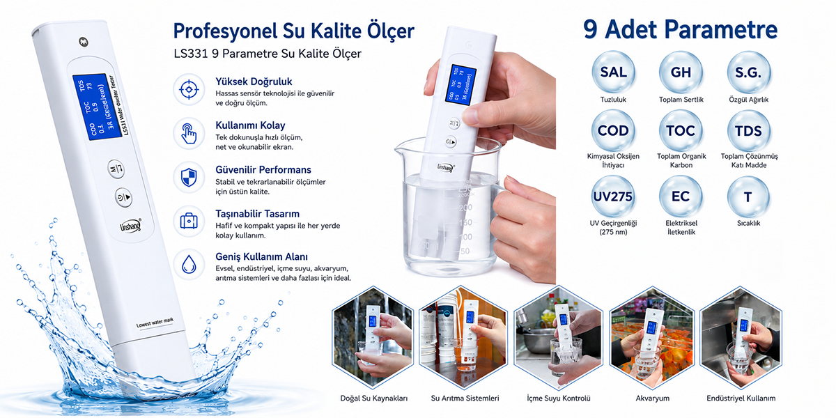9 parametreli su kalitesi ölçer