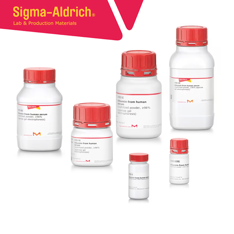 Sigma-Aldrich A1653 Albumin from human serum lyophilized powder, ≥96% (agarose gel electrophoresis) CAS No.: 70024-90-7 500 mg