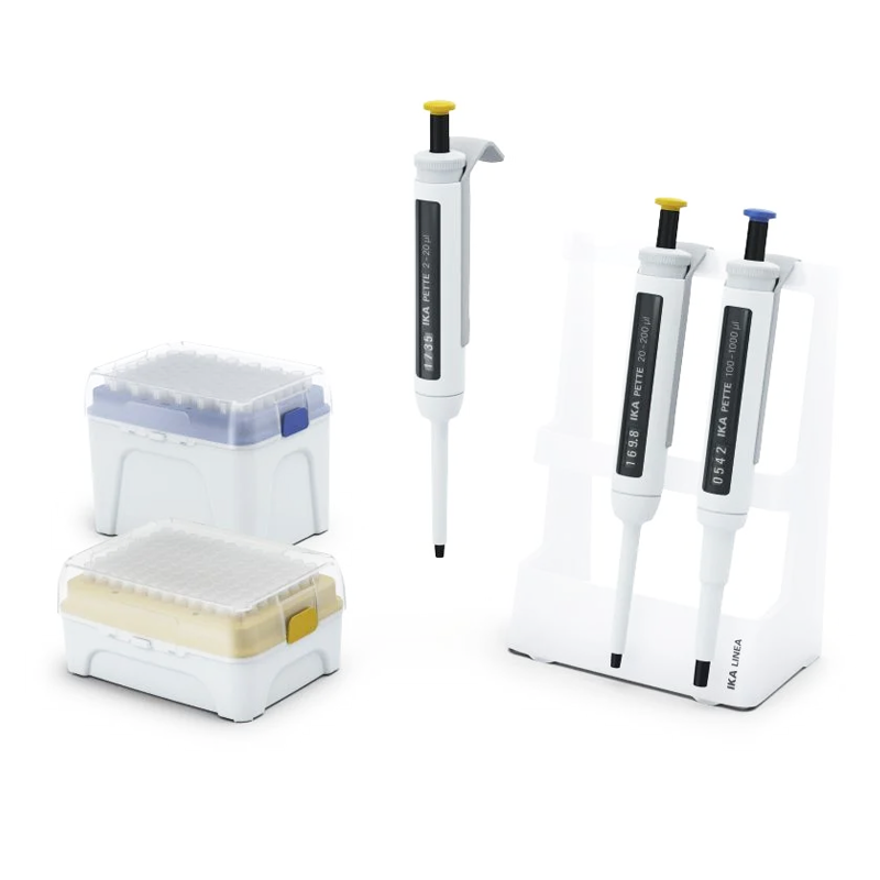 IKA PETTE IKA PETTE Classic Kit Ayarlanabilir Otomatik Pipet Seti 2-20 µL + 20-200 µL + 100-1000 µL Pipetler + Pipet Standı ve Uçlar