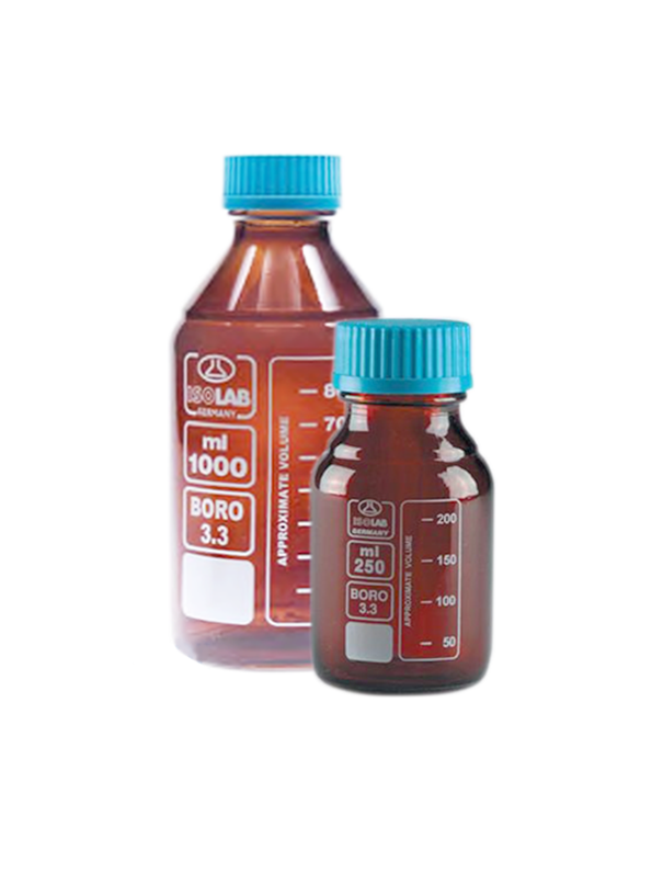 ISOLAB Şişe - Borosilikat Cam - Amber - Vidalı Kapaklı - 250 ml