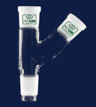 ISOLAB Adaptör -  2 Boyunlu -  45°  Yukarı Açılı Dişi Şilif : NS 19/26 - Dişi Şilif ve Erkek Şilif : NS 19/26