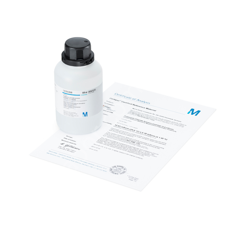 Merck 101557 Potassium Chloride Solution (Nominal 0.147 Ms/Cm)  Certified Reference Material For The Measurement Of Electrolytic Conductivity (C=0.001 Mol/L) Certipur®  500 ml