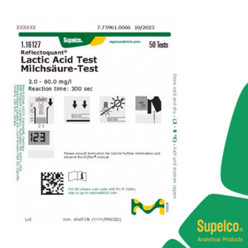 Sigma-Aldrich 116127 Lactic Acid Test reflectometric, 3.0-60.0 mg/L (lactic acid), for use with REFLECTOQUANT® 50 Test