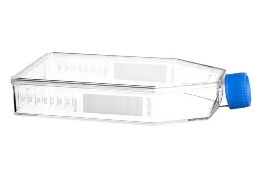 greiner BIO-ONE 660975 Hücre Kültürü Şişesi, 550 ml, 175 cm², PS, ADVANCED TC,  Mavi Filtre Vida Kapaklı, Düz Şişe Tasarımı, Şeffaf, Steril 50 Adet / Paket