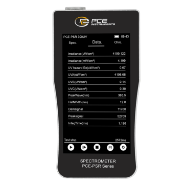 PCE PSR 300UV UV-A, UV-B ve UV-C Işınımı Renk Sıcaklığı (CCT) Renksel Geriverim İndeksi (CRI) Renk Koordinatları ve Spektral Dağılımlar Ölçer