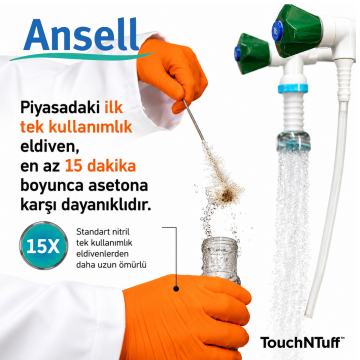 Ansell TouchNTuff™ 93-800 A Tipi Kimyasal Dirençli Nitril Eldiven 30 Adet / Kutu