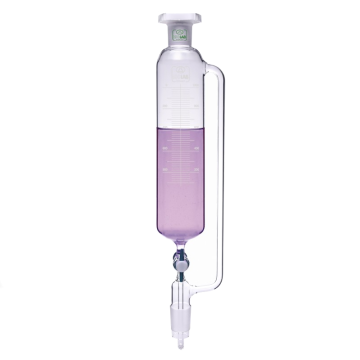 ISOLAB Damlatma Hunisi - Cam - Silindirik - Basınç Borulu - Dereceli - PTFE Musluklu - 250 mL