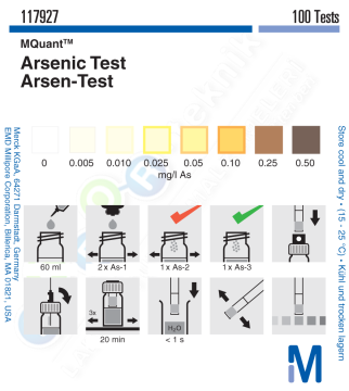 Merck  117927 Arsenic Test  Arsenik Testi Kolorimetrik 0.005 - 0.010 - 0.025 - 0.05 - 0.10 - 0.25 - 0.50 Mg/L Mquant™
