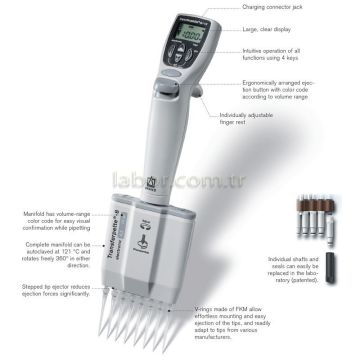 BRAND 705404 Transferpette®  S Electronic 10-200 µL 8 Kanallı Elektronik Ayarlanabilir Otomatik Pipet