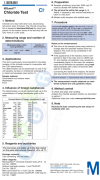 Merck 110079 Klorür Testi Kolorimetrik 500 - 1000 - 1500 - 2000 - ≥ 3000 Mg/L Cl- Mquant™