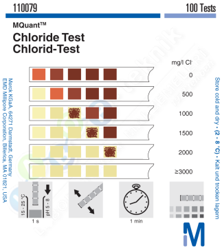 Merck 110079 Klorür Testi Kolorimetrik 500 - 1000 - 1500 - 2000 - ≥ 3000 Mg/L Cl- Mquant™