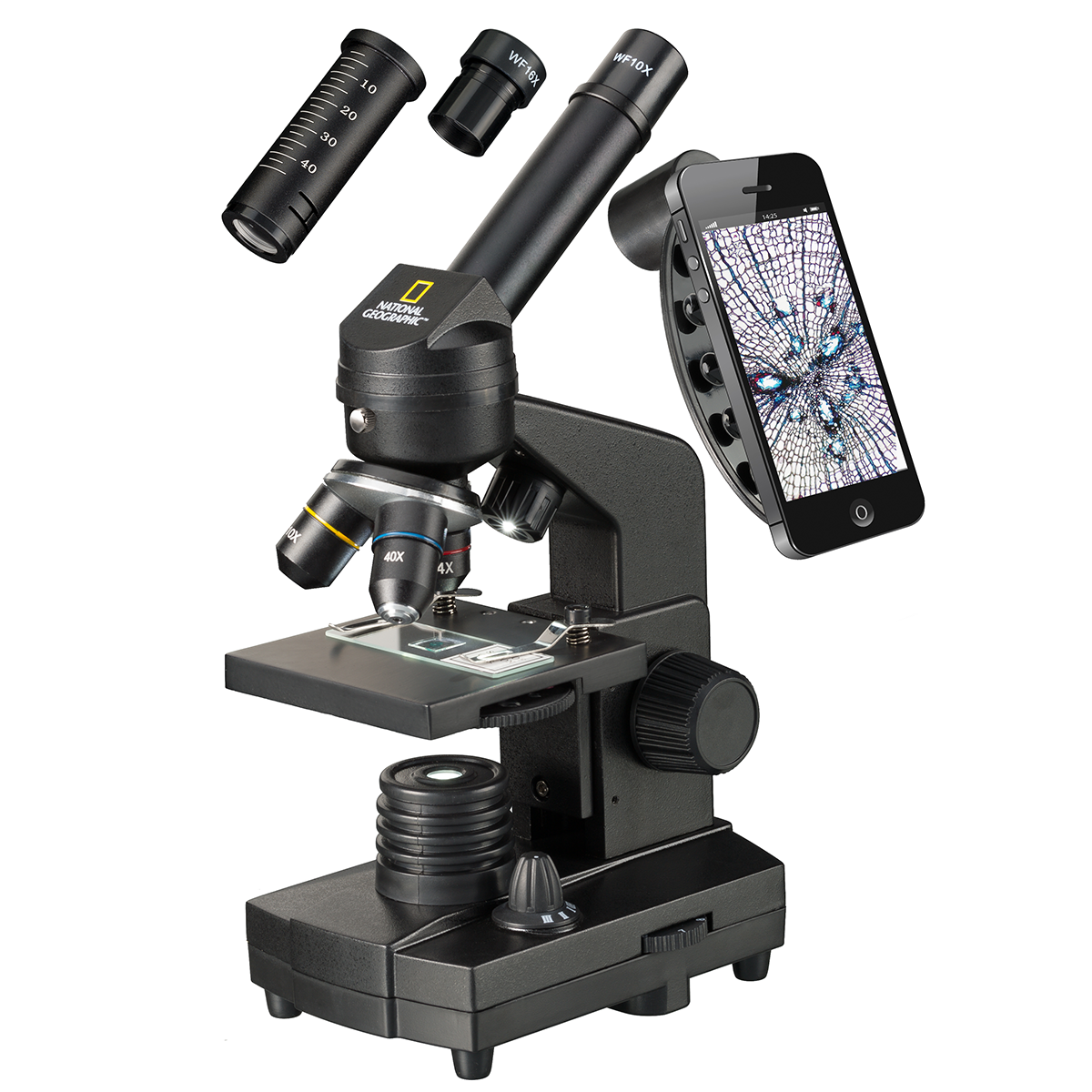 BRESSER NATIONAL GEOGRAPHIC 40x–1280x Mikroskop Akıllı telefon Tutuculu