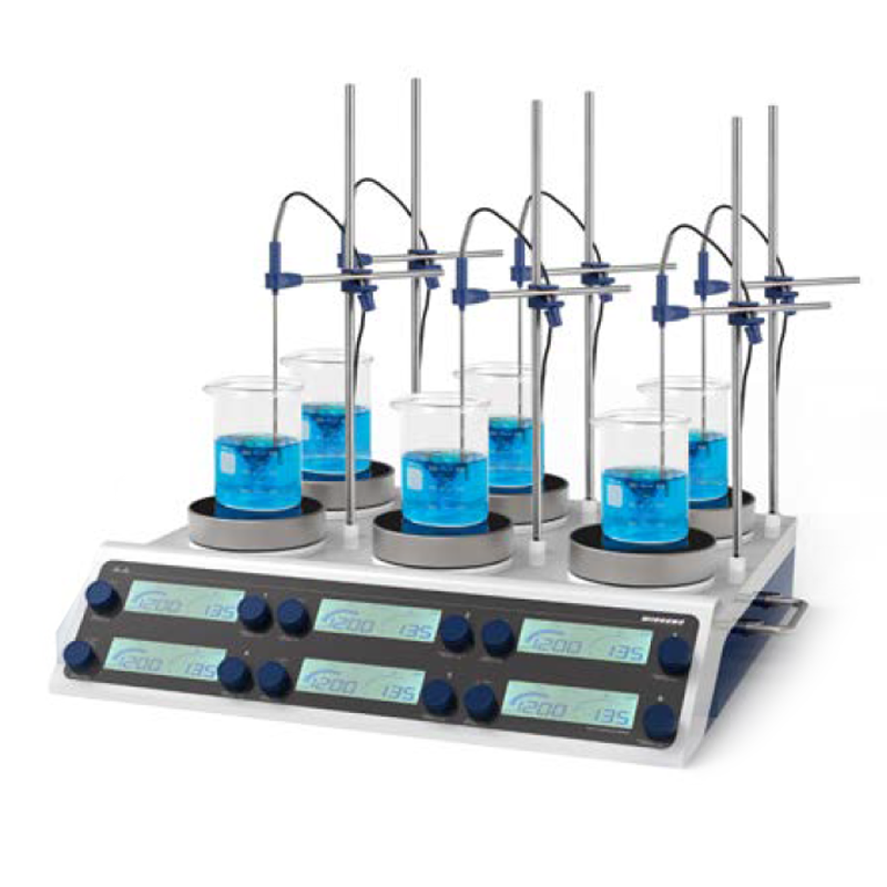 WIGGENS WH620R-L 6 Bölmeli Isıtıcılı Manyetik Karıştırıcı 100... 1500 rpm / 450 °C / 20 L