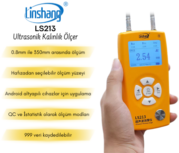 Linshang Technology LS213 Ultrasonik Kalınlık Ölçer 0.8 - 350 mm