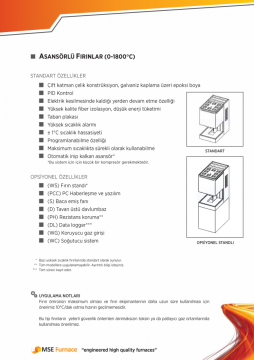 MSE Furnace Elv_1300_ 12 Asansörlü Fırın  12 L/1300 °C