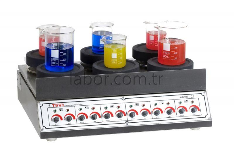 Test T600 MSI 6 Gözlü Isıtıcılı Manyetik Karıştırıcı