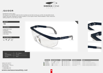 Swissone Safety Guıdor Güvenlik Gözlüğü (Siyah Renkli)
