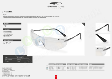 Swissone Safety Pearl Güvenlik Gözlüğü (Mavi Renkli)