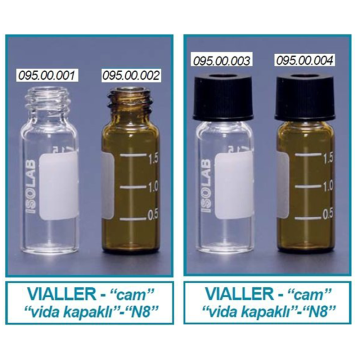 ISOLAB Vial - Vida Kapak - N8 - 1,5 ml - 11,6 x 32 mm - Şeffaf / 100 Adet