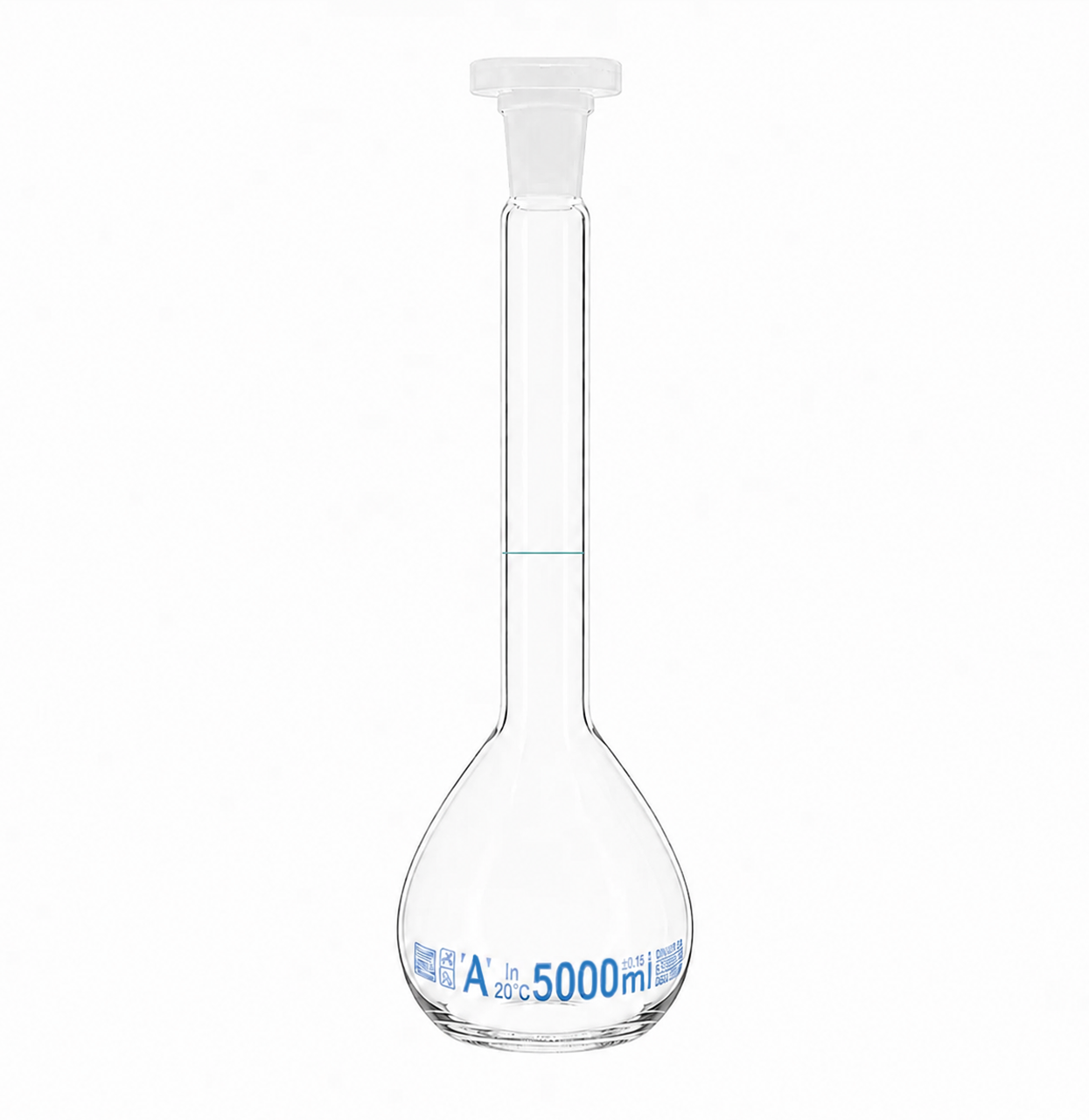 BORUCAM Balon Joje Şeffaf Plastik Kapaklı Mavi Skala NS 34/35 - 5000 mL
