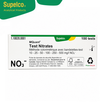 Merck 110020 Nitrate Tes Method: colorimetric with test strips 10 - 25 - 50 - 100 - 250 - 500 mg/l NO₃⁻ MQuant® 100 Test / Kutu