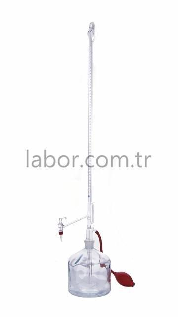 BORUCAM Cam Musluklu Şeffaf Otomatik Büret 25 mL (Sandıklı)