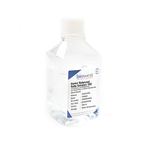 biowest X0510 HBSS 10X w/o Calcium w/o Magnesium w/ Sodium Bicar bonate w/o Phenol Red 500 mL
