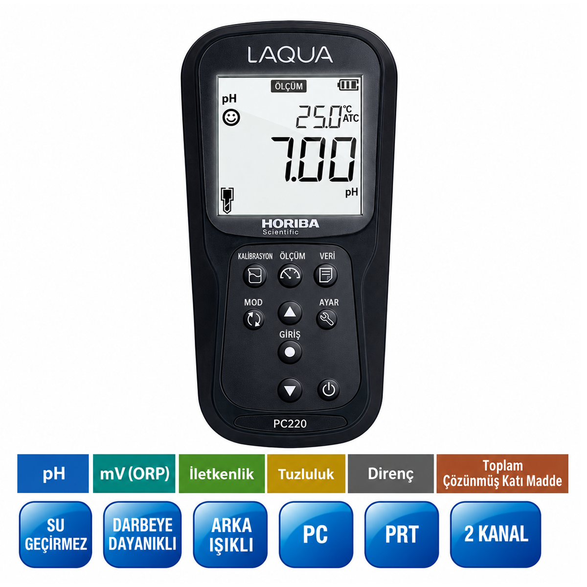 HORIBA LAQUA PC220-K pH/ORP/EC/TDS/Direnç/Tuzluluk/Sıcaklık Ölçer