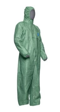 DuPont™ Tyvek® 500 Xpert M Yeşil Başlıklı Kimyasal Koruyucu Tulum Kategori III, Tip 5-B, 6-B