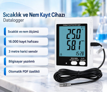 ADN 20E Sıcaklık ve Nem Datalogger (Veri Kayıt Cihazı) 16.000 Veri Kapasitesi