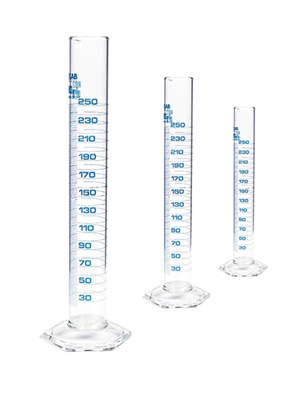 ISOLAB Mezür - Uzun Form - Hexagonal Cam Tabanlı - A Kalite - Grup Sertifikalı - Mavi Skala - 2000 ml - (1 Adet)