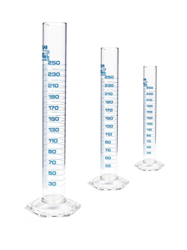 ISOLAB Mezür - Uzun Form - Hexagonal Cam Tabanlı - A Kalite - Grup Sertifikalı - Mavi Skala - 2000 ml - (1 Adet)