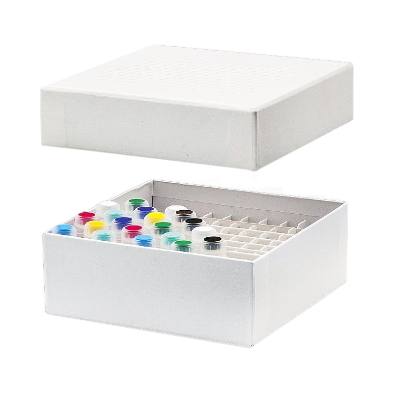 ISOLAB Cryo Tüp Kutusu - Karton - 2 ml Tüpler için - Geçme Kapaklı - Beyaz