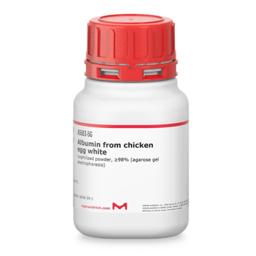 Sigma-Aldrich A5503 Albumin from chicken egg white lyophilized powder, ≥98% (agarose gel electrophoresis) CAS No.: 9006-59-1 50 gr