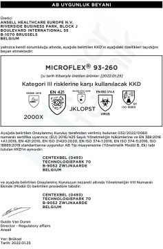 Ansell MICROFLEX® 93-260 Kimyasallara Karşı Yüksek Dirençli Nitril-Neopren Laboratuvar Eldiveni Medium (7.5 - 8) 50 Adet/Kutu
