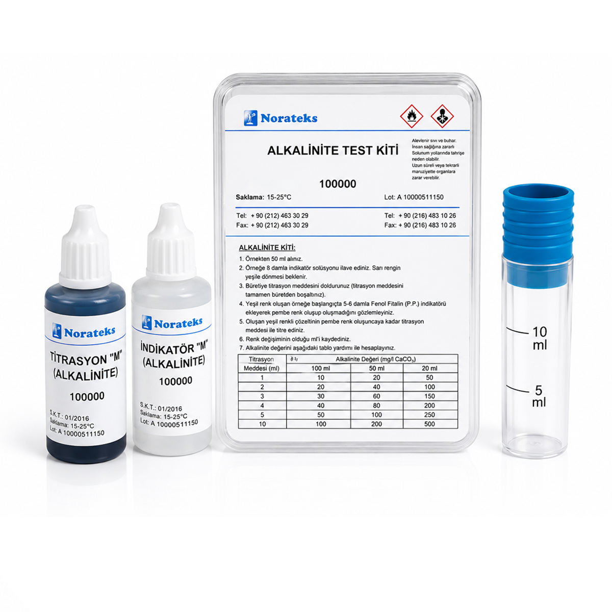 Norateks Alkalinite Test Kiti  ( 1 Damla=50 ppm ) 1 Kutu