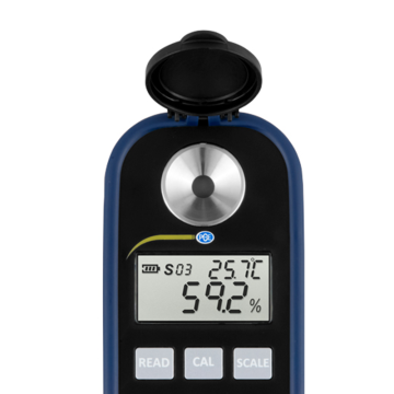 PCE DRP 1 Kahve Refraktometresi (Kahve p1)   % 0... 50 Brix ( Sükroz ve Şeker İçeriği ) 0... 25 kahve p1 1.3330... 1.4200 nD ( Refraktif İndeks )