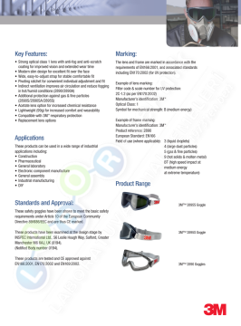 3M™ 2890 Ventilli, Çizilmeye Dayanıklı Polikarbon, Buğu Önleyici, Kimyasallara Karşı Koruyucu Gözlük