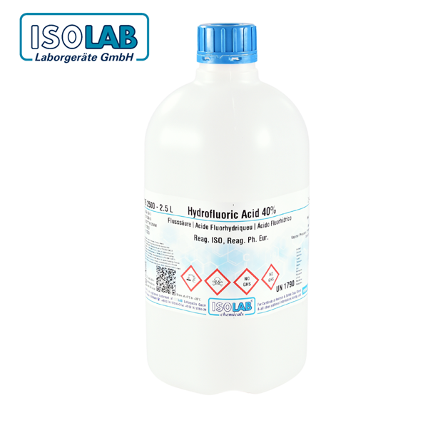 ISOLAB 932.116.2500 Hydrofluoric Acid 40 % Reag. ISO, Reag. Ph. Eur CAS No.: 7664-39-3 2.5 L
