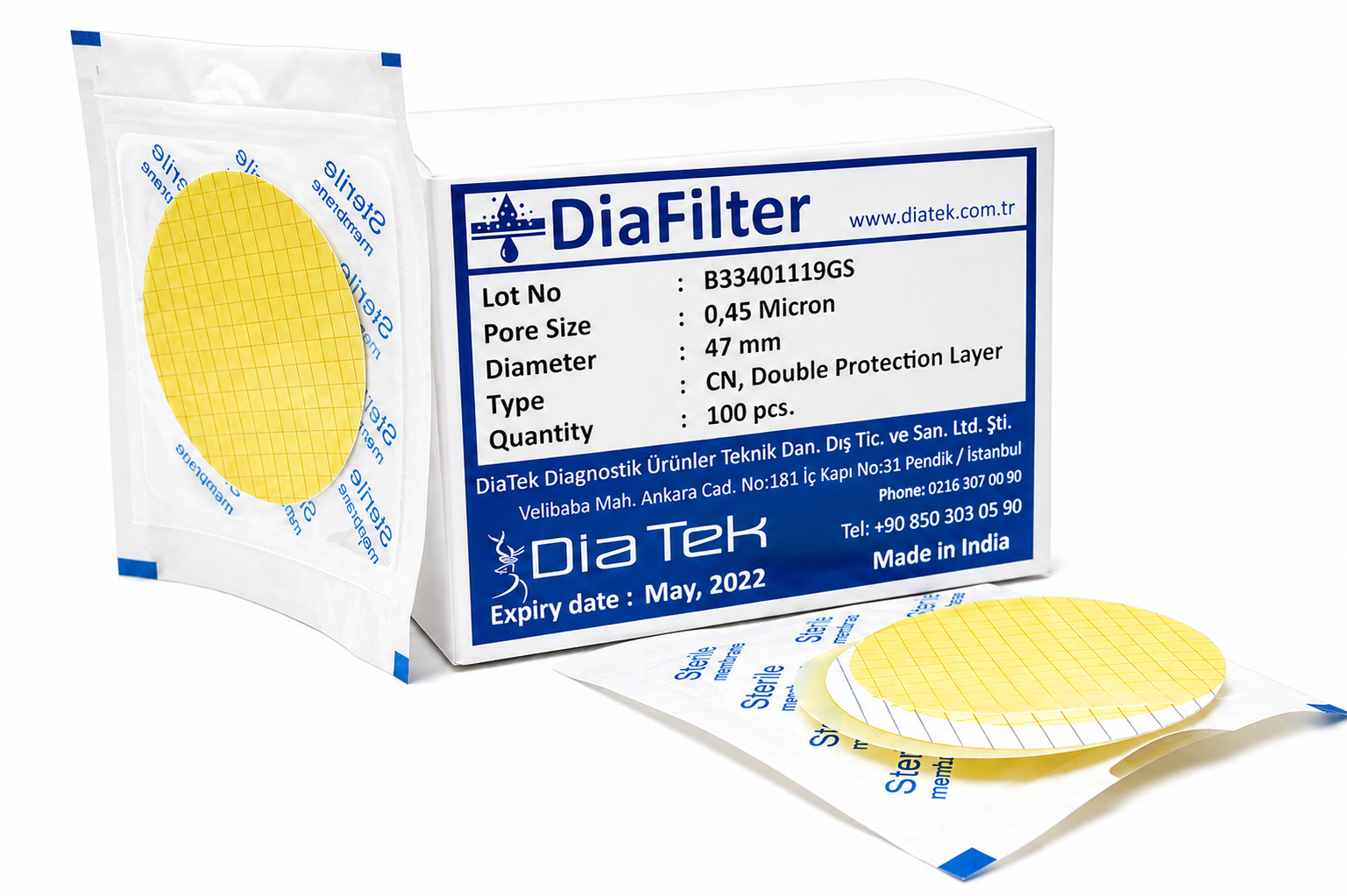 DiaFilter - Steril Selüloz Nitrat Membran Filtre Kağıdı 0.65 µm / 50 mm