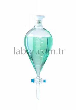 ISOLAB Ayırma Hunisi - Cam - Armudi - Dereceli - PTFE Musluklu - NS 29/32 - 1000 mL